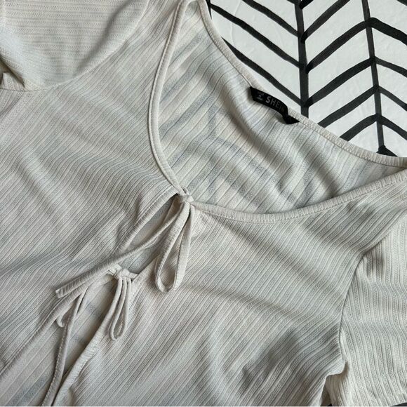 SHEIN Size S White Loose Tie Open Front Short Sleeve Cardigan - Picture 1 of 4
